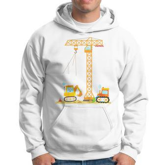 Youth Birthday 4 Year Old Boy Construction Vehicles Digger Crane Hoodie - Thegiftio UK