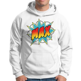 Youth Boys Max Name Comic Book Superhero Hoodie - Seseable