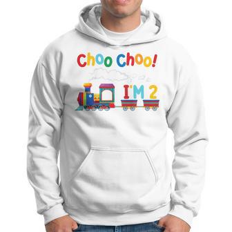 Youth Choo Choo I'm 2 Year Old Locomotive Train Boys 2Nd Birthday Hoodie - Thegiftio UK