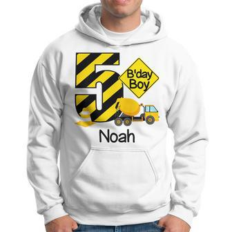 Youth Construction 5Th Birthday Noah Boys 5 Years Old Party Hoodie - Seseable