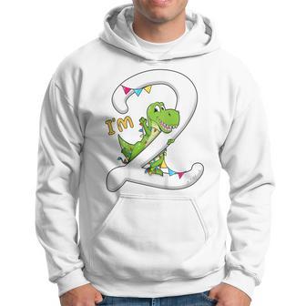 Youth I'm 2 Year Dino Second Bday Boys Dinosaur 2Nd Birthday Hoodie - Thegiftio UK