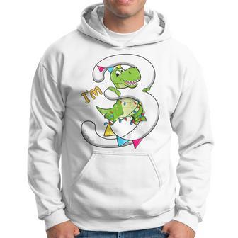 Youth I'm 3 Year Dino Third Bday Boys Dinosaur 3Rd Birthday Hoodie - Thegiftio UK