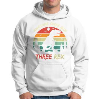 Youth Three Rex Birthday Dinosaur For 3Rd Birthday Decoration Hoodie - Thegiftio UK