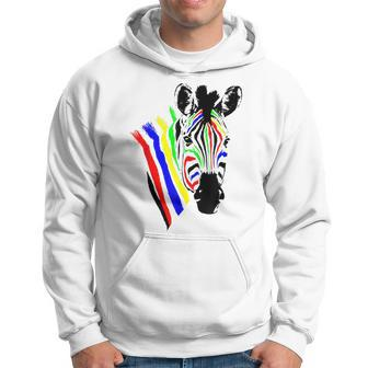 Zebra With Colorful Stripes Novelty Hoodie - Thegiftio UK