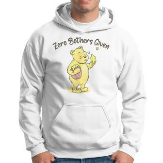 Zero Bothers Given Bear Hoodie - Seseable
