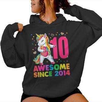 10 Years Old Unicorn Flossing 10Th Birthday Girl Party Women Hoodie - Monsterry AU