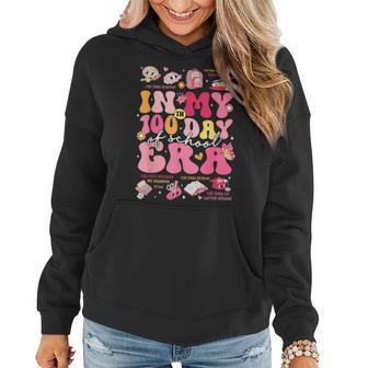 In My 100 Days Of School Era Groovy Retro Student Teacher Women Hoodie - Thegiftio UK