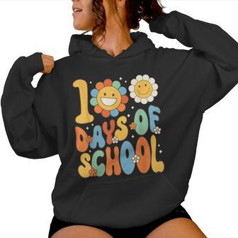 100 Days Of School Groovy 100Th Day Of School Teacher Women Hoodie - Seseable