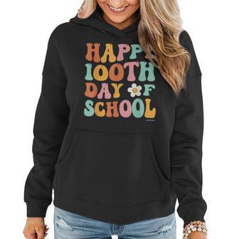 100 Days Of School For Teacher Student Retro Vintage Groovy Women Hoodie - Monsterry