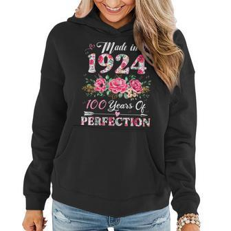 100 Year Old Made In 1924 Floral 100Th Birthday Women Women Hoodie | Mazezy CA