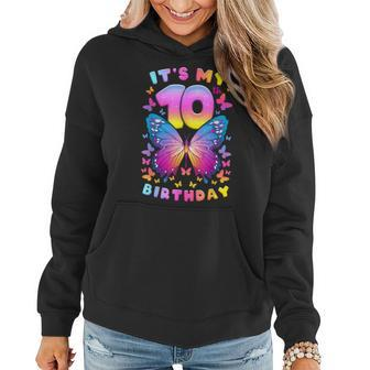 10Th Birthday Girl 10 Years Butterfly Number 10 Women Hoodie - Monsterry UK