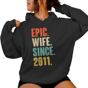 13Th Year Wedding Anniversary Best Epic Wife Since 2011 Women Hoodie - Thegiftio UK
