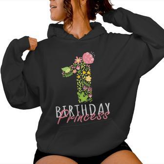 1St Birthday Princess 1 Years Old Girl Floral B-Day Theme Women Hoodie - Monsterry CA