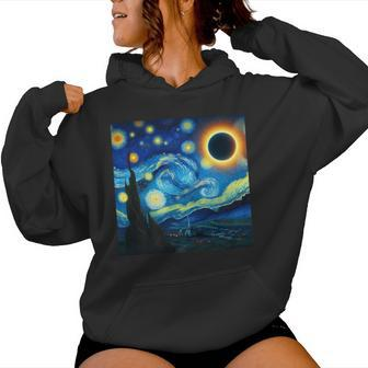 2024 Solar Eclipse Starry Night Van Gogh Boy Girl Women Hoodie - Seseable