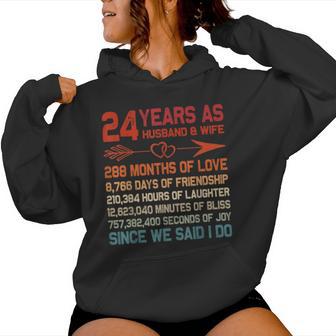 24 Years As Husband & Wife 24Th Anniversary For Couple Women Hoodie - Thegiftio UK