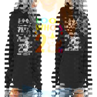 2Nd Birthday Owl Look Whoos 2 Years Old Party Women Hoodie - Seseable
