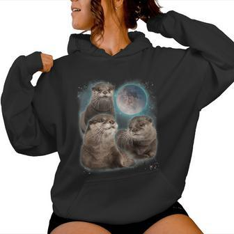 3 Otter Moon Howling Otter Head For Kid Women Hoodie - Monsterry AU