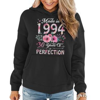 30 Year Old Made In 1994 Floral 30Th Birthday Women Women Hoodie - Monsterry