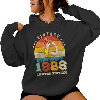 36 Cumpleaños 1988 Edición Limitadaintage 36 Años Sudadera con capucha para mujer - Regaloses