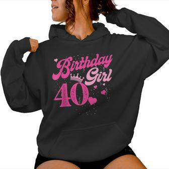 40Th Birthday Girl Crown 40 Years Old Bday Women Hoodie | Mazezy