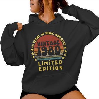 44 Year Old Present Vintage 1980 44Th Birthday Women Hoodie - Monsterry