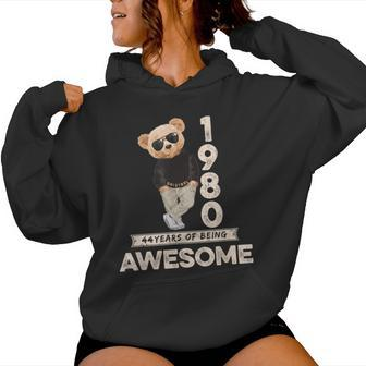 44Th Birthday 1980 Original Awesome Teddy Bear Women Hoodie - Thegiftio UK