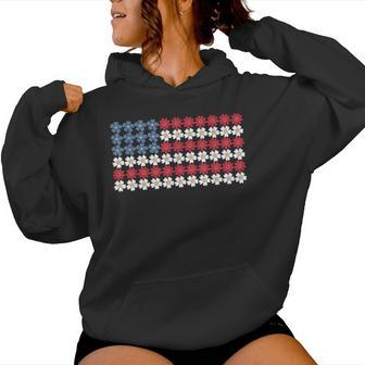 4Th Of July For Flora Flower Usa Flag America Women Hoodie - Monsterry DE