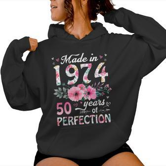 50 Year Old Made In 1974 Floral 50Th Birthday Women Women Hoodie - Seseable