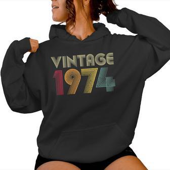 50Th Birthday Vintage 1974 Retro Mom Dad Women Hoodie - Monsterry DE