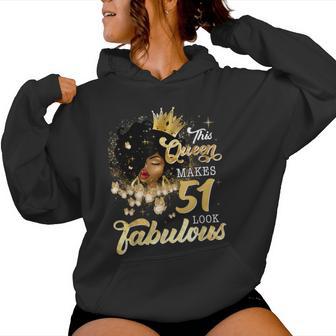 51St Birthday Queen 51 Years Old Black Girl Afro Woman Women Hoodie - Seseable