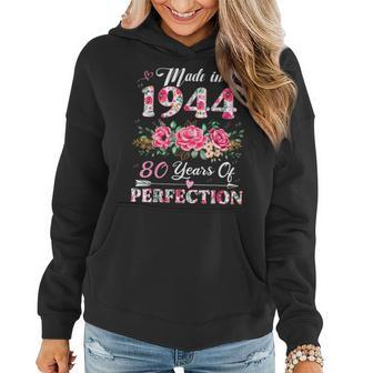 80 Year Old Made In 1944 Floral 80Th Birthday Women Women Hoodie | Mazezy CA