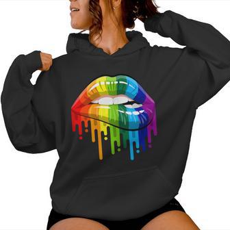 80'S Sexy Colorful Graphic Lips Printed Lips Women Hoodie - Thegiftio UK