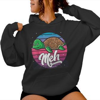 Aesthetic Vaporwave Japanese Otaku Meme Meh Sea Turtle Women Hoodie - Monsterry