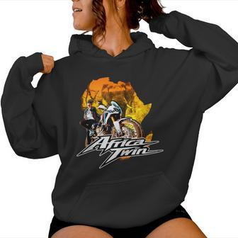 Africa Touring Twin Motorcycle Nature Woman Women Hoodie - Monsterry