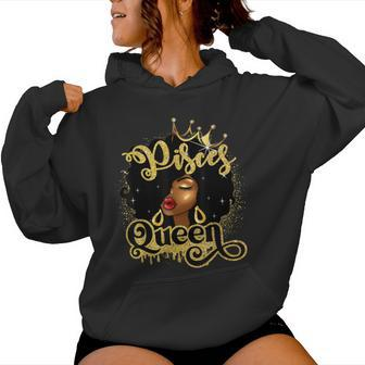 Afro Pisces Queen African American Zodiac Birthday Women Hoodie | Mazezy DE
