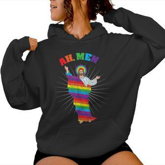 Ah Lgbt Gay Pride Jesus Rainbow God Women Hoodie - Thegiftio UK