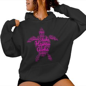 Aloha I Love Hawaii Sea Turtle Shaka Surfing Vibes Girl Pink Women Hoodie - Monsterry UK