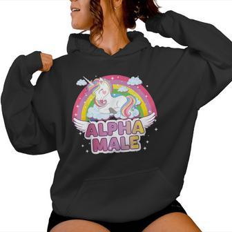 Alpha Male Unicorn Rainbow Ironic Embarrassing Weird Silly Women Hoodie - Thegiftio UK