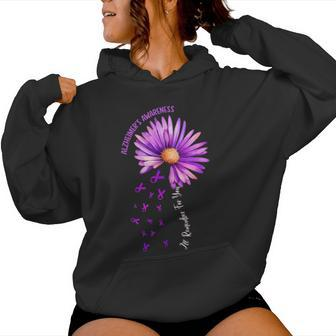 Alzheimer's Awareness Sunflower Purple Ribbon Support Womens Women Hoodie - Monsterry AU