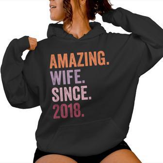 Amazing Wife Since 2018 6Th Wedding Anniversary 6 Years Women Hoodie - Thegiftio UK
