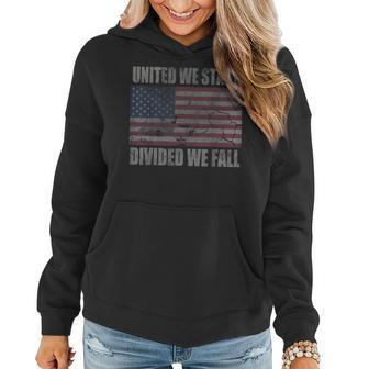 American Flag United We Stand Divided We Fall Women Women Hoodie - Monsterry CA