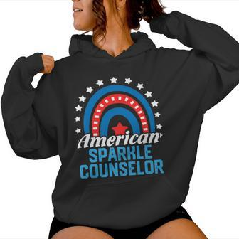 American Sparkle Counselor Rainbow Usa Flag 4Th Of July Women Hoodie - Monsterry DE