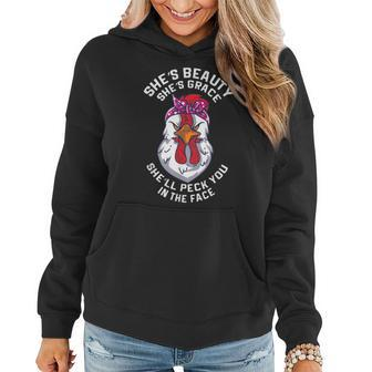 Angry Chicken Peck You In The Face Hen Animal Women Hoodie - Monsterry