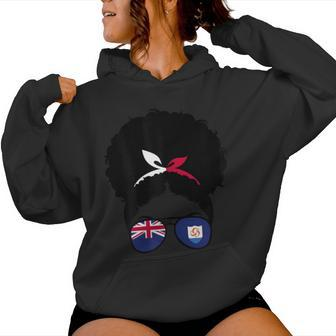 Anguilla Flag Proud Anguillan Girl Afro Hair Anguilla Roots Women Hoodie - Thegiftio UK