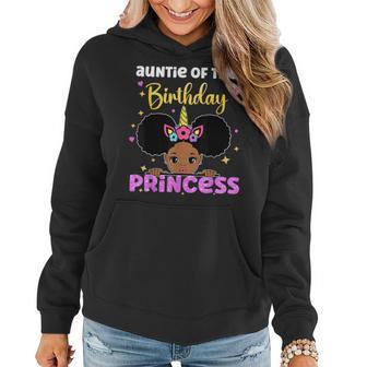 Auntie Of The Birthday Princess Melanin Afro Unicorn Cute Women Hoodie - Monsterry AU