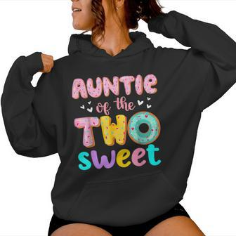 Auntie Of The Two Sweet Donut Birthday Family Theme Girl Women Hoodie - Thegiftio UK
