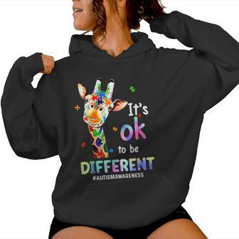 Autism Awareness Acceptance Giraffe Its Ok To Be Different Women Hoodie - Monsterry