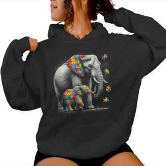 Autism Awareness Elephant Puzzles Autism Mom Support Women Hoodie - Monsterry CA