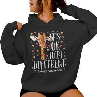 Autism Awareness Giraffe It's Ok To Be Different Autistic Women Hoodie - Seseable