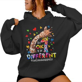 Autism Awareness Kid Its Ok To Be Different Giraffe Women Hoodie - Seseable